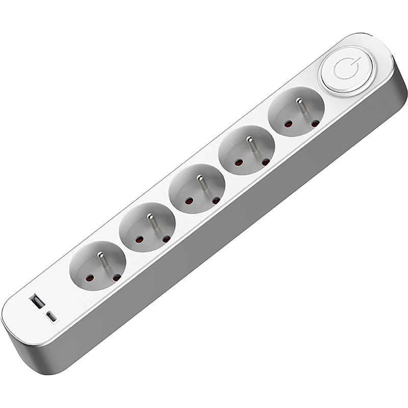 BLOC 5X16A+T+INTERRUPTEUR + 1 USB A + 1 USB C