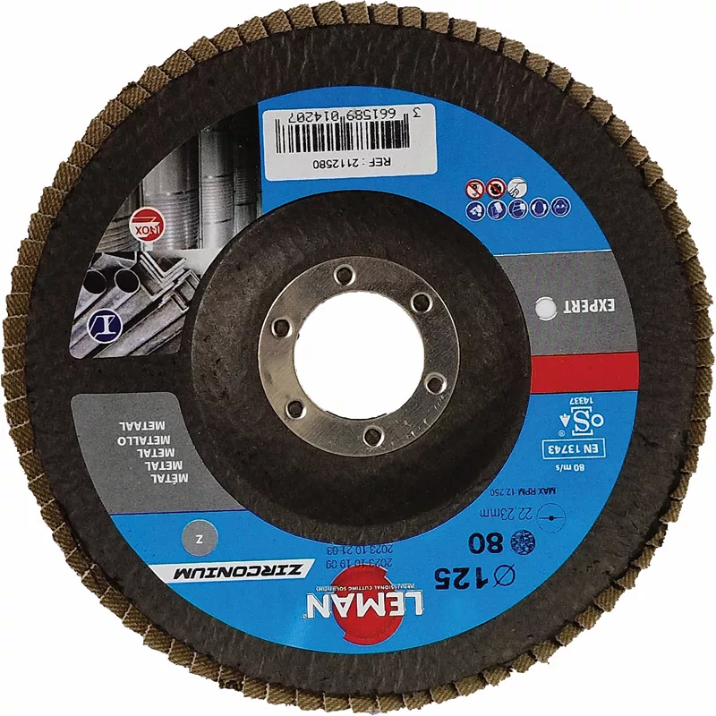 DISQUE A LAMELLES PLAT 125X22,23 GRAIN 40 ZIRCONIUM